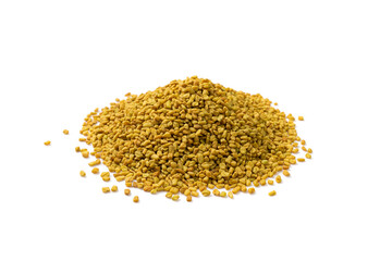 Fenugreek Seeds Isolated, Dry Trigonella, Spicy Methi Dana Grains, Indian Kitchen Seasoning Ingredient
