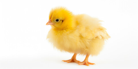 Obraz premium Little Yellow Chicken On A White Background Created Using Artificial Intelligence
