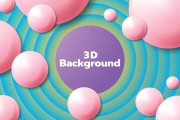 3D Background with Pink realistic ball.