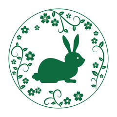 Easter flower bunny. Icon. Vector on white background