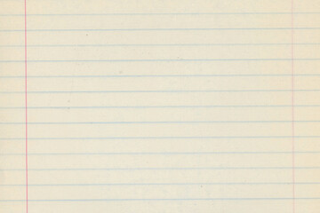Simple lined paper from a 30 year old school notebook. It's a bit yellowed.Meant as background - obrazy, fototapety, plakaty