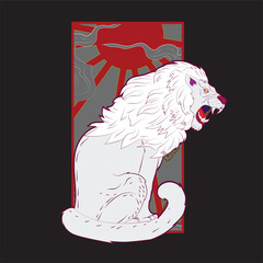 lion illustration design for sukajan is mean japan traditional cloth or t-shirt