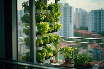 A balcony adorned with a variety of thriving plants. Perfect for adding a touch of greenery to any urban setting