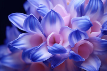 A close-up shot of a beautiful blue and pink flower. This vibrant and colorful image can be used for various purposes