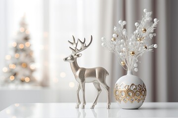 luxury christmas deer decoration figure in cozy livingroom