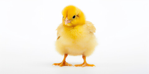 Little Yellow Chicken On A White Background Created Using Artificial Intelligence