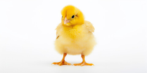 Obraz premium Little Yellow Chicken On A White Background Created Using Artificial Intelligence