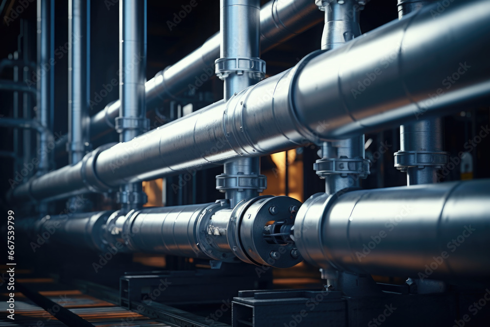 Poster a picture showcasing a network of interconnected pipes. this versatile image can be used to represen