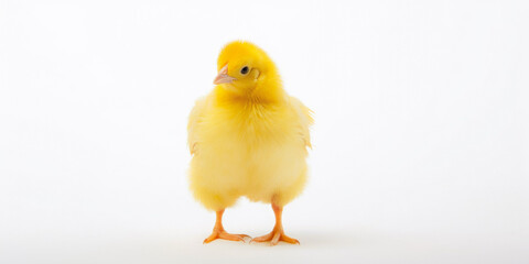 Obraz premium Little Yellow Chicken On A White Background Created Using Artificial Intelligence