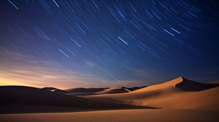 Fototapeta na wymiar The gentle curve of sand dunes against a star-studded night sky, devoid of any light pollution.