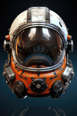 A close-up shot of a helmet against a black background. Suitable for use in sports, military, or safety-related projects