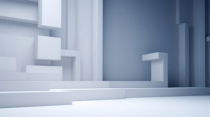 abstract minimalist 3D white room elegant modern futuristic background