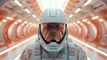 An astronaut inside a space shuttle. - obrazy, fototapety, plakaty