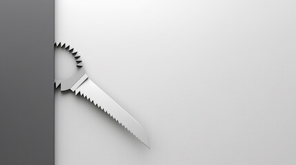Knive saw concept white background with copy space