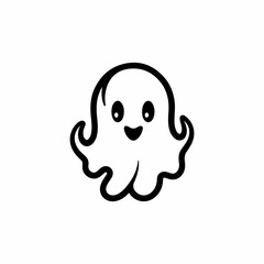 illustration of cute halloween ghost isolated on white background
