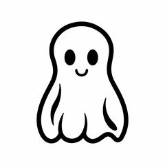 illustration of cute halloween ghost isolated on white background