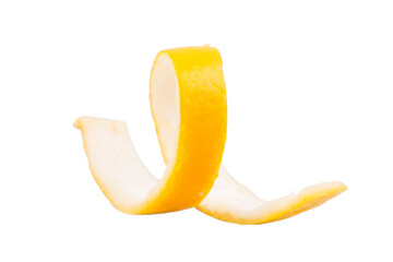 Lemon peel spiral iisolated on transparent or white background