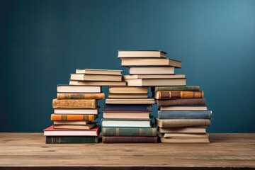 stack of books on table blank background