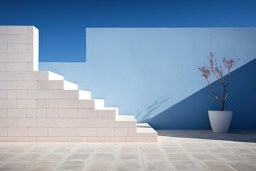 architecture minimaliste et moderne d'un grand escalier  - obrazy, fototapety, plakaty