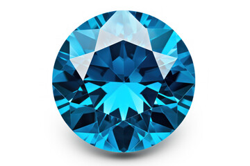 faceted blue sapphire, png file of isolated stone on transparent background