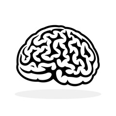 Brain logo icon. Black silhouette of mind symbol.