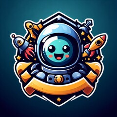 cute astronaut with smiley face illustration