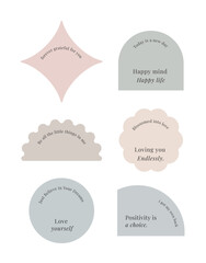 Set of frame designs in abstract, geometric, simple and modern shape styles. Card, panel, tag, label design template.