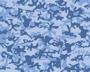 Abstract Camo Paint. Modern Seamless Background. Blue Dirty Camouflage Seamless Brush. Cloud Fabric Pattern. Military Vector Camouflage. Repeat Sea Pattern. Navy Camo Print. Army Sea Canvas.