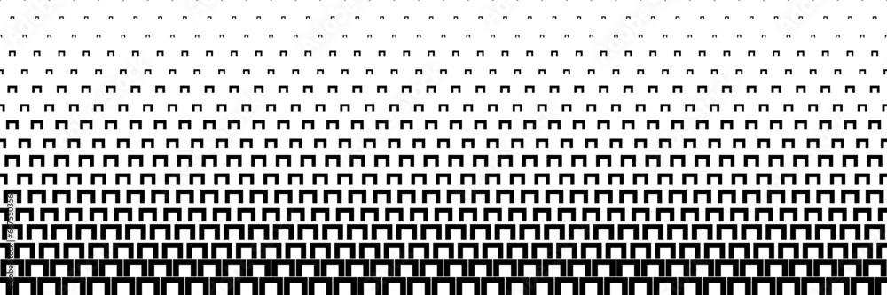 Poster horizontal black halftone of  square block design for pattern and background.