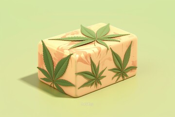 Illustration of cannabis-infused soap for daily skin care. Generative AI