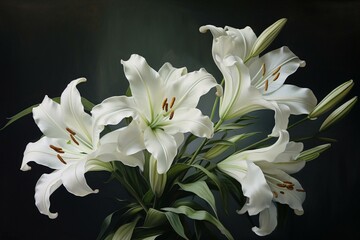 Fototapeta na wymiar Long white lily. Generative AI