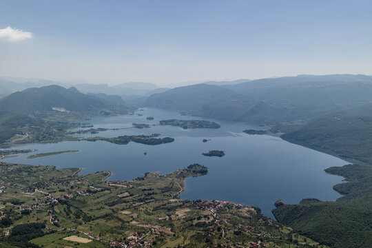 Aerial view of Ramsko Jezero (Rama lake), Prozor, Bosnia and Herzegovina.