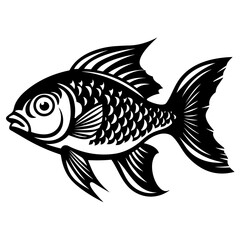 Logo Vector Illustration of Fish in Trendy Flat Isolated on White Background.