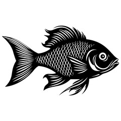 Logo Vector Illustration of Bluegill Fish in Trendy Flat Isolated on White Background.

