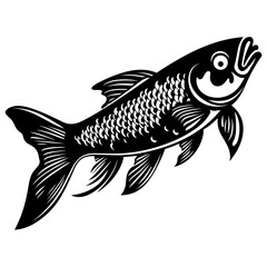 Logo Vector Illustration of Arowana Fish in Trendy Flat Isolated on White Background.

