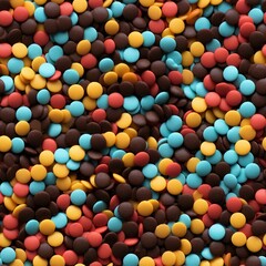 Fototapeta premium rainbow choco chips close up photograph. seamless picture