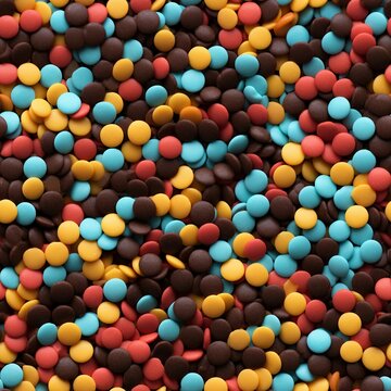 rainbow choco chips close up photograph. seamless picture