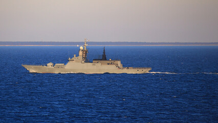 Russian warship of the Steregushchiy class on the Baltic Sea