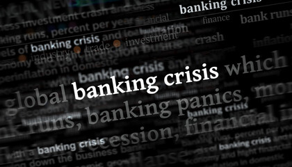 Obraz premium Banking crisis economy recession headline titles media 3d illustration