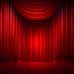 red curtain with spotlight