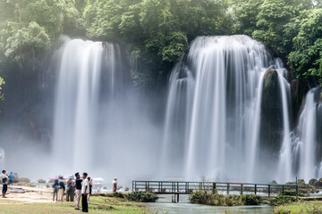 Naklejka premium view of Detian or Ban Gioc waterfall, Cao Bang, Vietnam. Ban Gioc waterfall is one of the top 10 waterfalls in the world
