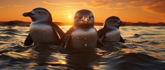 Pinguine im Wasser am Kap der Guten Hoffnung - obrazy, fototapety, plakaty