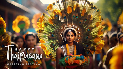 Happy thaipusam celebration poster. Indian Festival Celebrated by Tamil People.  - obrazy, fototapety, plakaty