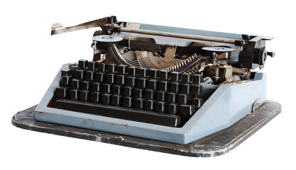 vintage typewriter on white background, png