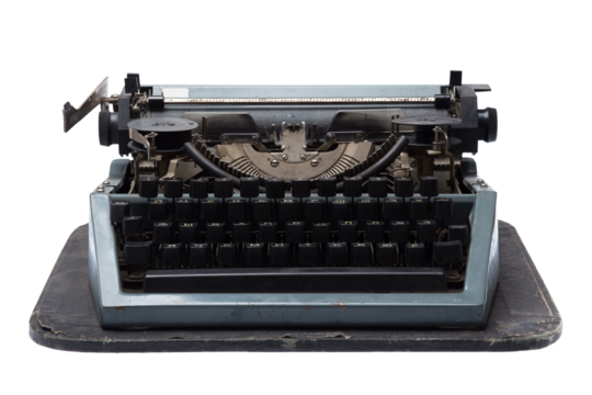 vintage typewriter on white background, png