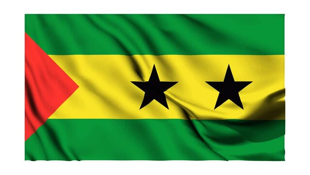 Sao Tomo and Principe waving flag animation with alpha channel transparent white background