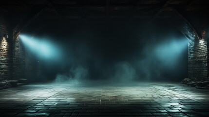 Empty background scene. light in the dark. Night view of the street, the city. Abstract dark background.