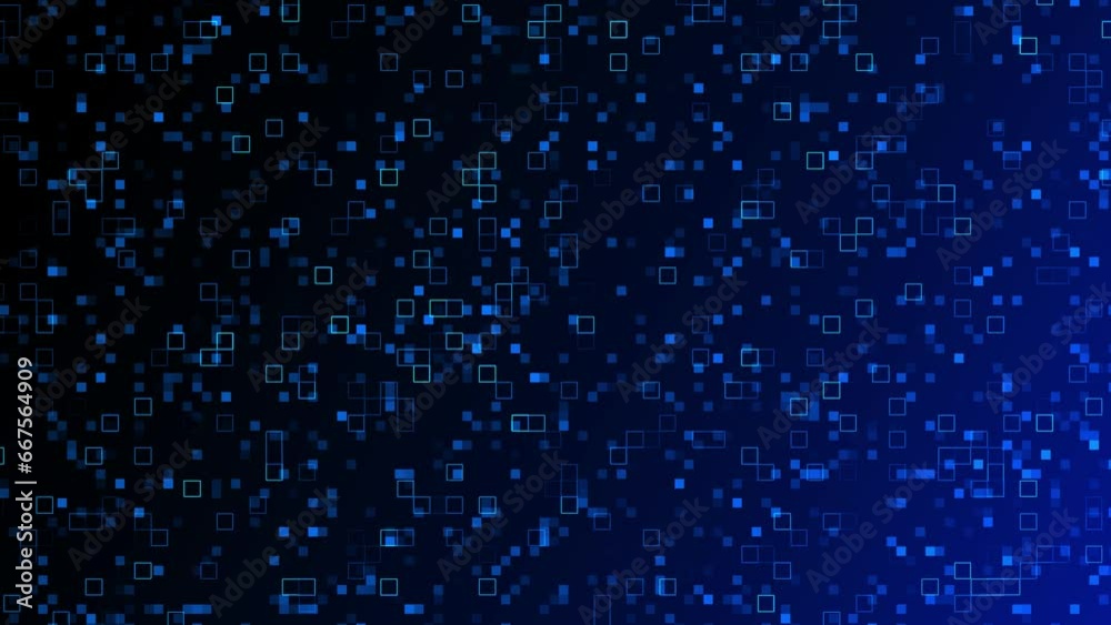 Poster digital technology background animation - blue pattern pixel background from animated digital data s