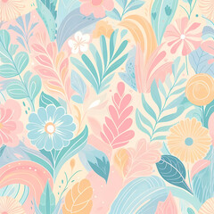 seamless floral patterns with pastel tone.Generative AI.