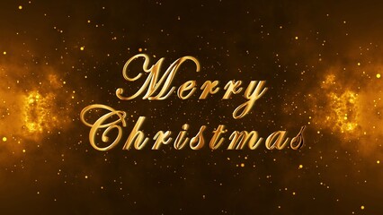 Merry Christmas lettering - gold text on decorative background - greeting card for holiday - 3D Illustration